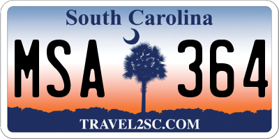 SC license plate MSA364
