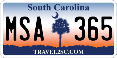 SC license plate MSA365