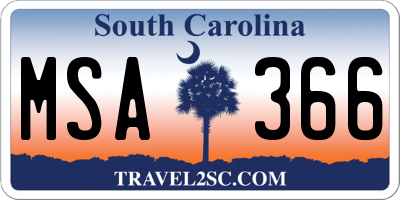 SC license plate MSA366