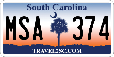 SC license plate MSA374
