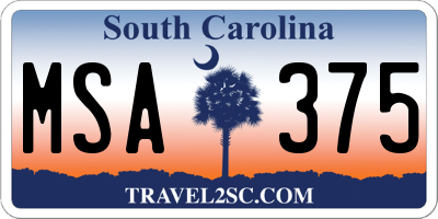 SC license plate MSA375
