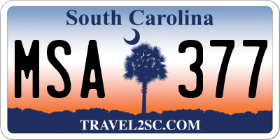 SC license plate MSA377