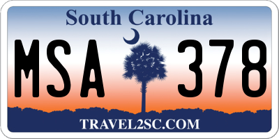 SC license plate MSA378