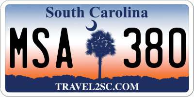 SC license plate MSA380