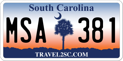 SC license plate MSA381