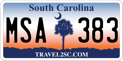 SC license plate MSA383