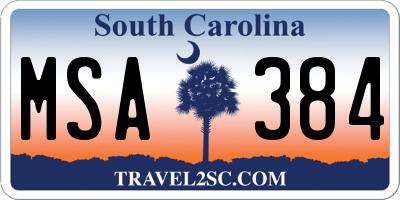 SC license plate MSA384