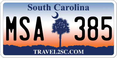 SC license plate MSA385
