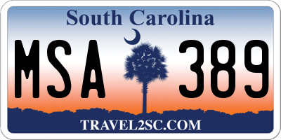 SC license plate MSA389