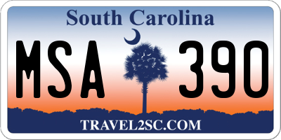 SC license plate MSA390
