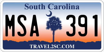 SC license plate MSA391