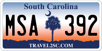SC license plate MSA392