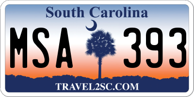 SC license plate MSA393