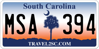 SC license plate MSA394