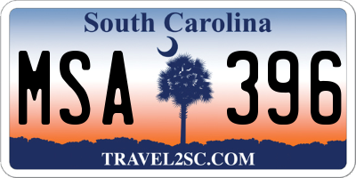 SC license plate MSA396