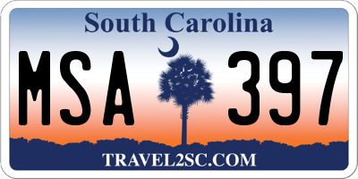 SC license plate MSA397