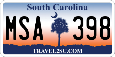 SC license plate MSA398