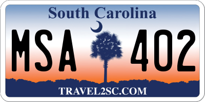 SC license plate MSA402