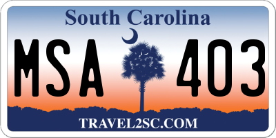 SC license plate MSA403