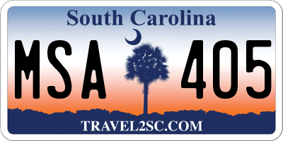 SC license plate MSA405
