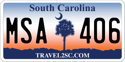 SC license plate MSA406