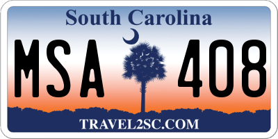 SC license plate MSA408