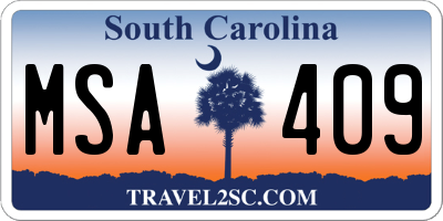 SC license plate MSA409