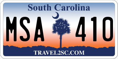 SC license plate MSA410