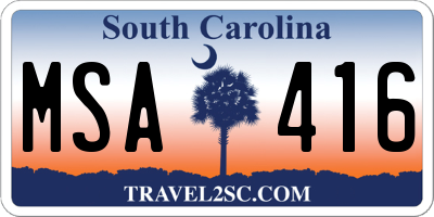 SC license plate MSA416
