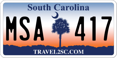 SC license plate MSA417