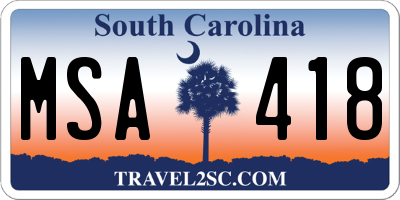 SC license plate MSA418