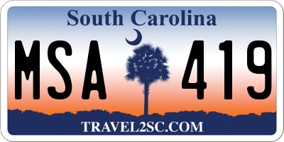 SC license plate MSA419