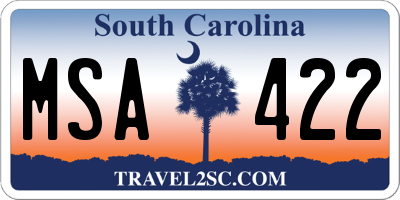 SC license plate MSA422