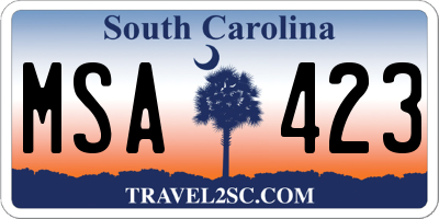SC license plate MSA423