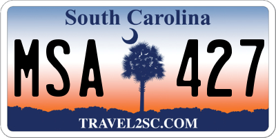 SC license plate MSA427