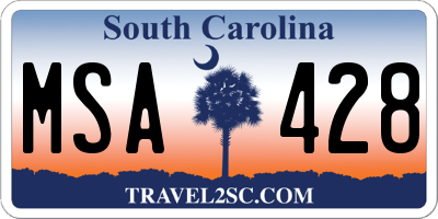 SC license plate MSA428