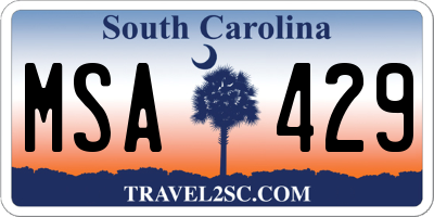 SC license plate MSA429