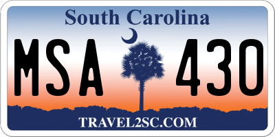 SC license plate MSA430