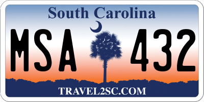 SC license plate MSA432