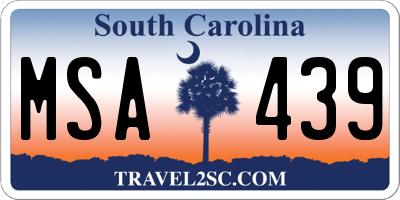 SC license plate MSA439