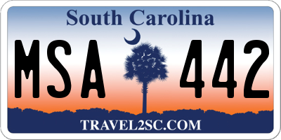 SC license plate MSA442