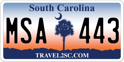 SC license plate MSA443