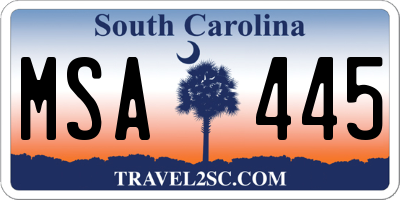 SC license plate MSA445