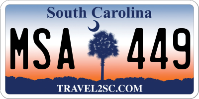 SC license plate MSA449