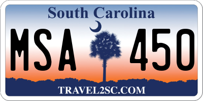 SC license plate MSA450