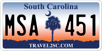 SC license plate MSA451