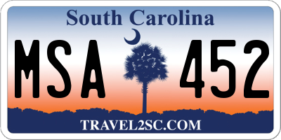 SC license plate MSA452