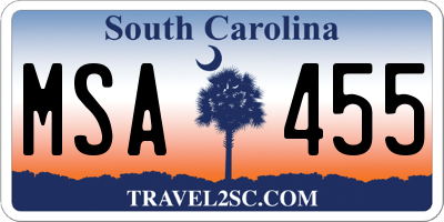 SC license plate MSA455