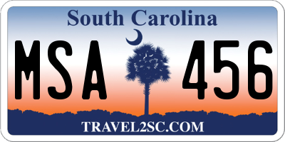 SC license plate MSA456