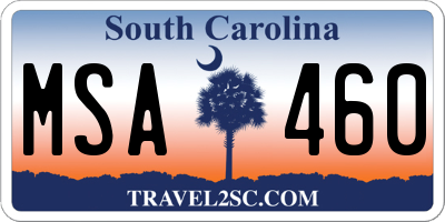 SC license plate MSA460